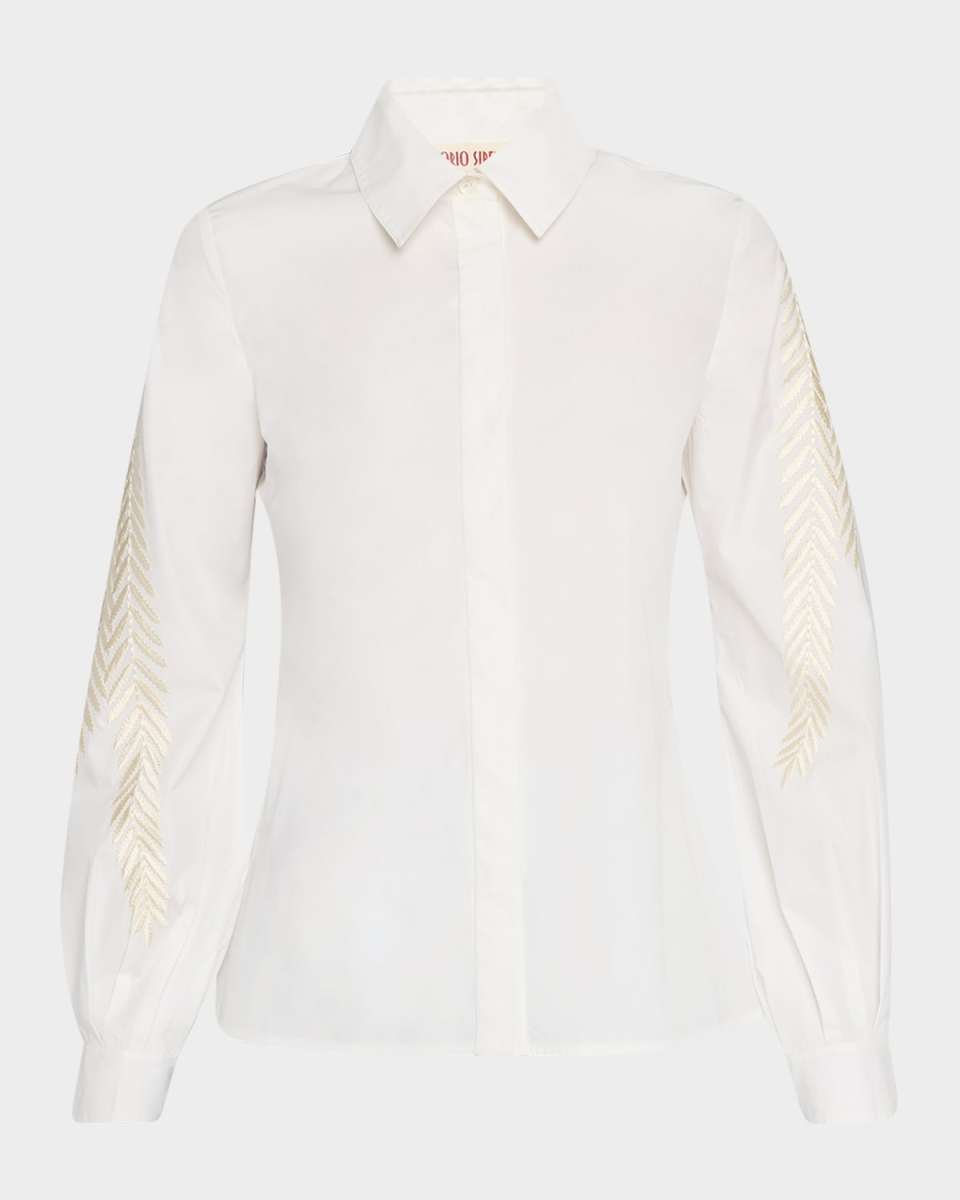 Carolina Embroidered Button-Down Shirt